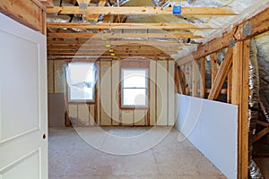 thermal and hidro insulation wall insulation construction new residential home. photo