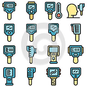 Thermal imager icons set vector flat
