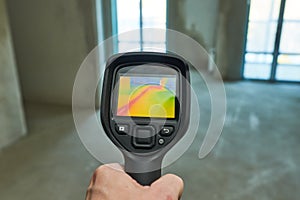 thermal imaging camera inspection for temperature check and finding heating pipes in floor