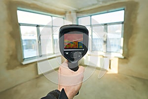 thermal imaging camera inspection window for temperature check and finding heat loss