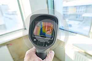thermal imaging camera inspection window for temperature check and finding heat loss