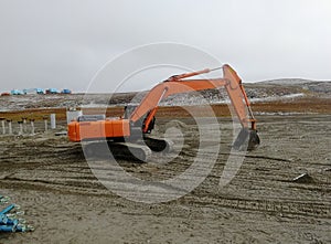 Thermal imaging image of excavator at construction site