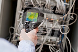 Thermal imaging inspection of server computer equipment photo