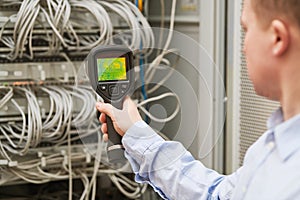 Thermal imaging inspection of server computer equipment photo