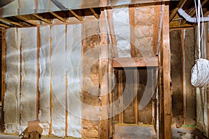 Thermal insulation with house construction site basement walls