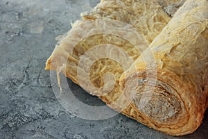 Thermal insulation material on concrete floor, closeup