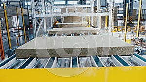 Thermal insulation panels on production line at huge plant