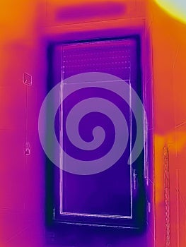 Thermal insulation - A thermal image of a window captured with an infrared thermal camera