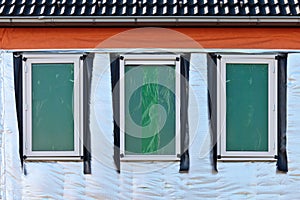 Thermal insulation on the wall of a new house