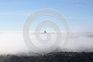 Thermal inversion. Sea clouds. Spain.