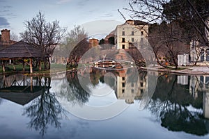 Thermal lake in Alhama de Aragon, famous for its spas, Spain