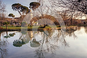 Thermal lake in Alhama de Aragon, famous for its spas, Spain