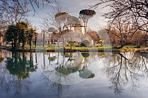 Thermal lake in Alhama de Aragon, famous for its spas, Spain