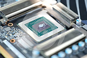 Thermal paste lying on processor from video card closeup