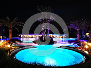 Thermal pool outdoor in the night at Balotesti, Romania. Therme Bucharest. photo