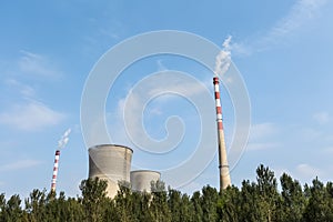 Thermal power plant and blue sky