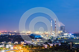 Thermal power plant at night