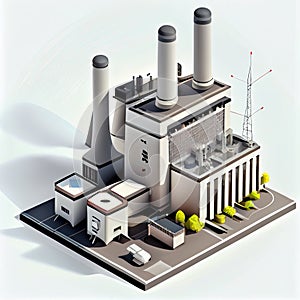 Thermal power plant. visualization 3d isometrical icon.