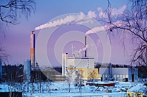 Thermal power plant in winter