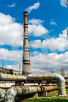 Thermal power station, industrial landscape with big chimneys