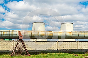 Thermal power station, industrial landscape with big chimneys