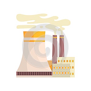 Thermal power station, industrial manufactury building vector illustration