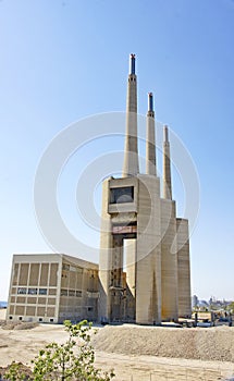 Thermal power station of the three chimneys in Sant Adriá del Besós, Barcelona