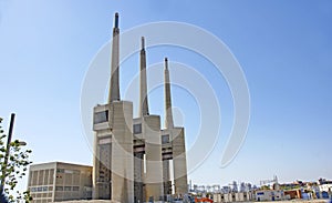 Thermal power station of the three chimneys in Sant Adriá del Besós, Barcelona