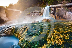 Thermal springs Loutra Thermopilon, Greece.