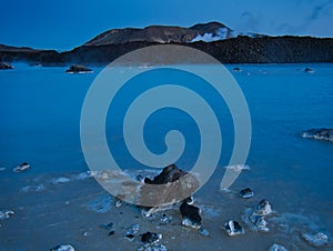 The thermal water in Grindavik at the blue hour