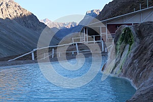 Thermal water pools at Termas Valle de Colina, CajÃÂ³n del Maipo, a popular tourist destination in Chile, South America photo