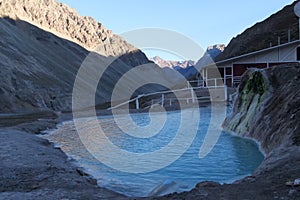 Thermal water pools at Termas Valle de Colina, CajÃÂ³n del Maipo, a popular tourist destination in Chile, South America photo