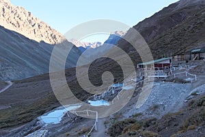 Thermal water pools at Termas Valle de Colina, CajÃÂ³n del Maipo, a popular tourist destination in Chile, South America photo