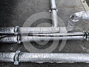 Thermally insulated water pipes on the pipeline