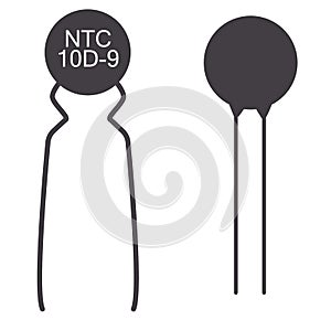 Thermistor icon on white background. NTCThermistor Resistor sign. flat style photo