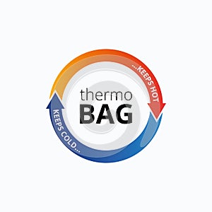 Thermo bag icon. Keeps hot and keeps cold. Logo for delivery bag. Vector illustration