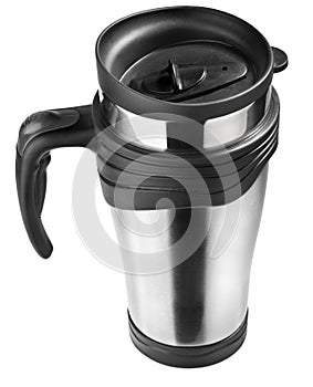 Thermo Mug isolated on white, steel cup