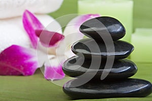 Thermo-therapy stones with orchids (2) photo