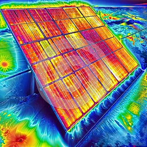Solar Panel Heat Map: Temperature in Color, generative ai photo