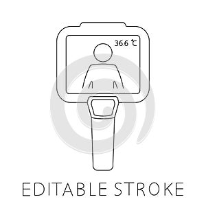 Thermographic camera. Body temperature checks by infrared thermal camera. Thermal Imaging Systems. Checkpoint or station for