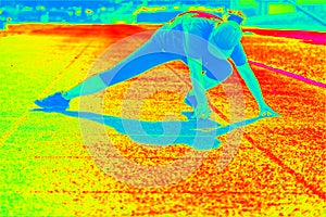 Thermographic scan of a human body within exercise. Different temperatures