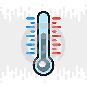 Thermometer or air temperature icon for weather forecast application or widget. Color version on light gray background