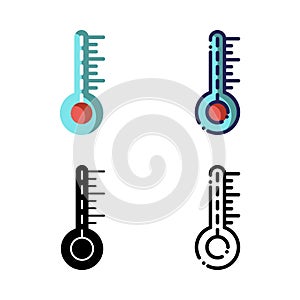 Thermometer Celcius Fahrenheit Ice Icon Set Logo Winter Holidays