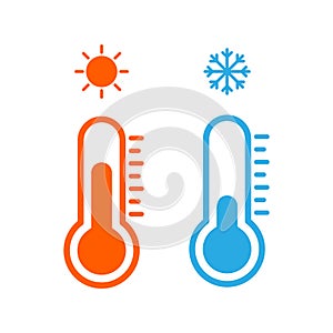 Thermometer with cold and hot symbol