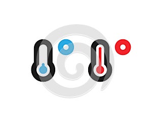 Thermometer with cold and hot temperature vector icon. Low and high temperature symbols isolated. Vector EPS 10