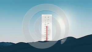 Thermometer Fahrenheit Celsius shows temperature on the sea or ocean, in the summer in the heat. The concept of global