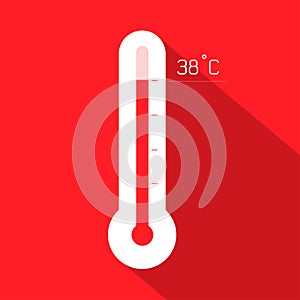 Thermometer flat on red background