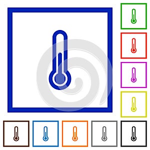 Thermometer framed flat icons