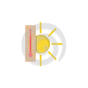 Thermometer heat sun icon. Simple line, outline vector of two color weather icons for ui and ux, website or mobile application