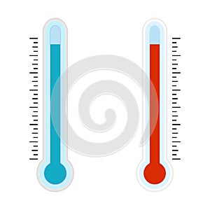 Thermometer hot and cold present weather, warm and cold